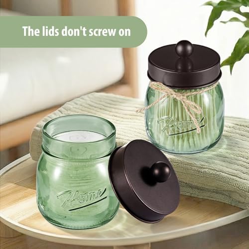 SheeChung Mason Jar Bathroom Accessories Set, 6Pcs Green Glass Bathroom Set