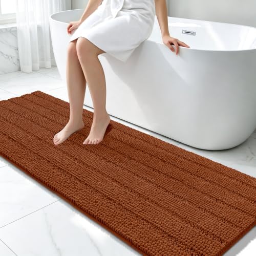 Bcoimo Bath Rug Mat,70x24 Extra Soft Burnt Orange Long Bathroom Runner Rug
