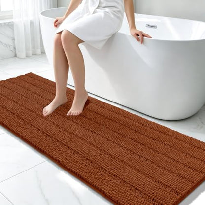 Bcoimo Bath Rug Mat,70x24 Extra Soft Burnt Orange Long Bathroom Runner Rug