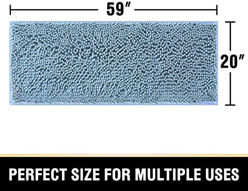 H.VERSAILTEX Bathroom Rugs Bath Mats Non Slip Luxury Chenille Bathroom Runner Rug 59x20 Extra Soft and Absorbent Shaggy Rugs Washable Dry Fast Area Carpet Mats, Tub - Cool Blue