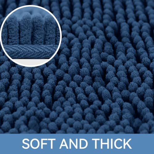 Bcoimo 48x30 Chenille Bath Mat – Non-Slip with Backing Bath Rug Ultra-Absorbent and Machine Washable Bathroom Mat Quick-Dry Design. Ideal for Bathroom Shower and Tub Areas
