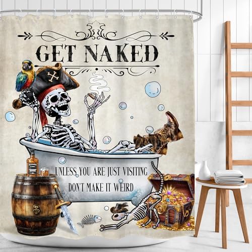 Skull Skeleton Gothic Spooky Pirate Cool Bathroom Shower Curtain Set