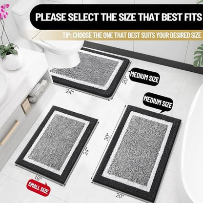 OLANLY Bathroom Rugs 36x24, Soft Absorbent Microfiber Bath Rugs, Black