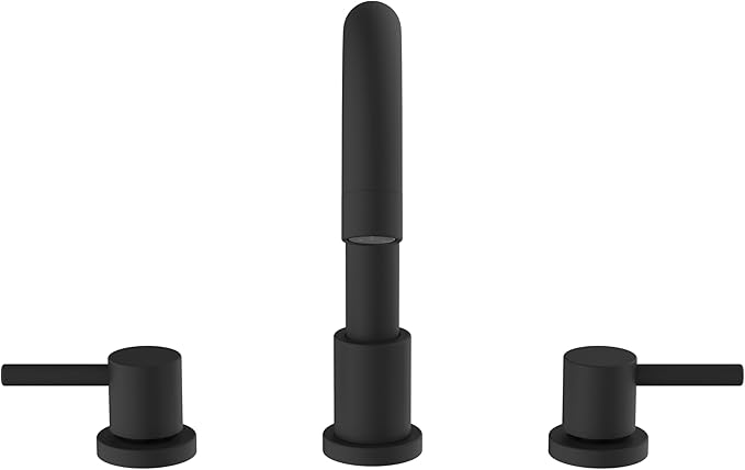 Two Handles Widespread 8 inch Bathroom Faucet,Split Lavatory Sink Faucet,Pop Up Drain,cUPC Supply Line,360°Swivel Spout,Round Arc Tube Matte Black