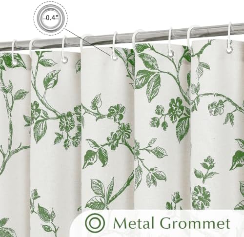 MitoVilla Green Cotton Floral Shower Curtain for Bathroom, 72 x 72