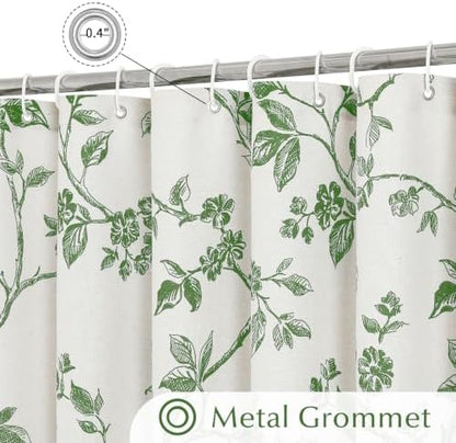 MitoVilla Green Cotton Floral Shower Curtain for Bathroom, 72 x 72