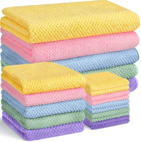 Mixweer 20 Pcs Bath Towel and Washcloths Set for Bathroom, Pastel Color