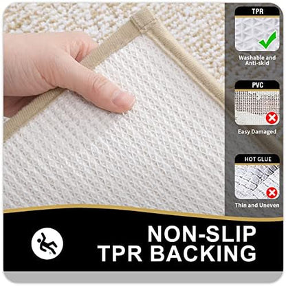 OLANLY Bathroom Runner Rugs 44x24, Long Bath Mats for Bathroom Floor, Beige