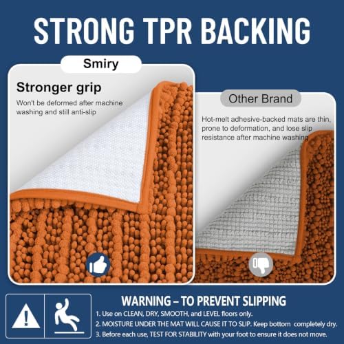 Smiry Bathroom Rugs 30X20, Extra Soft Rubber Backing Chenille Bath Mats