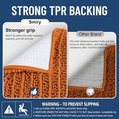 Smiry Bathroom Rugs 30X20, Extra Soft Rubber Backing Chenille Bath Mats