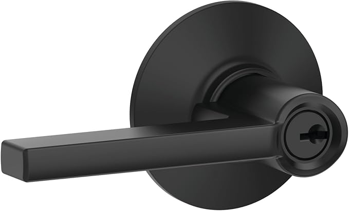 Schlage F51 V LAT 622 Latitude Door Lever, Keyed Entry Lock, Matte Black