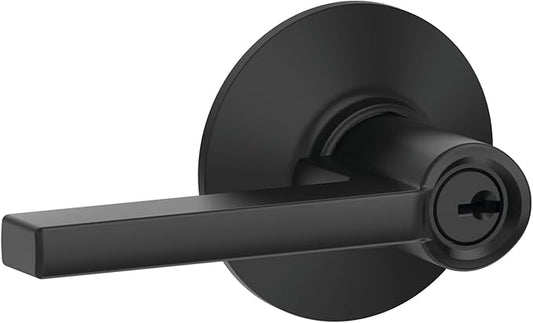 Schlage F51 V LAT 622 Latitude Door Lever, Keyed Entry Lock, Matte Black