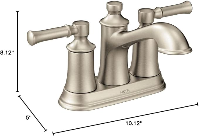 Moen Dartmoor Brushed Nickel Traditional Two Handle Centerset Bathroom Sink Faucet, 6802BN
