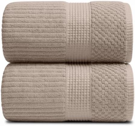 Springtree Home Oversized Bath Towel Set | 2-Pack | 100% Cotton | Brown