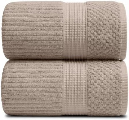 Springtree Home Oversized Bath Towel Set | 2-Pack | 100% Cotton | Brown
