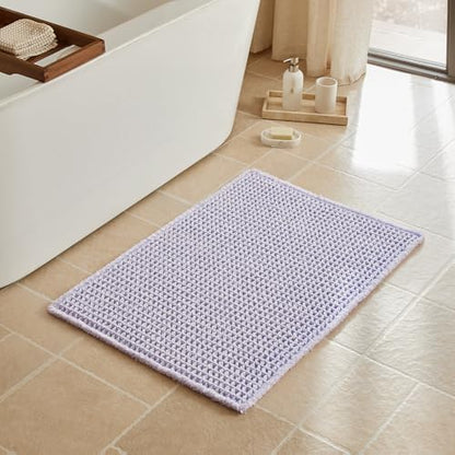 Triohero Waffle Bath Mat, Cute Bathroom Rugs Non Slip, 24x36 Lavender Cream