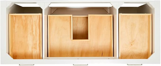 DKB Alenza 54-Inch White Bathroom Vanity with Sink, Italian Carrara Marble Countertop & Backsplash, Rectangular Undermount, 2 Soft Closing Doors, 5 Dovetail Drawers, Brushed Nickel Hardware