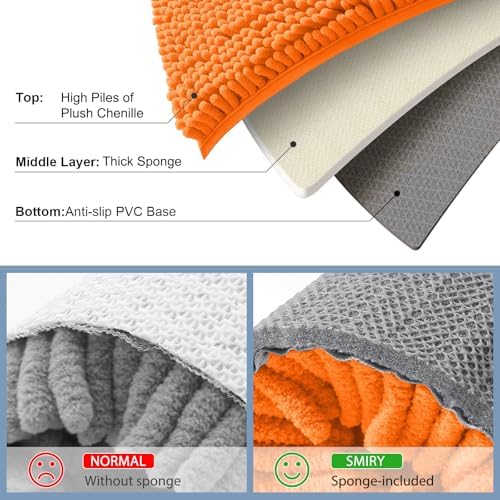 Smiry Bathroom Rugs 24X16, Luxury Chenille Extra Soft Absorbent Bath Mat