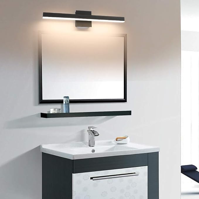 Aipsun 23.6 inch Modern Black Vanity Light LED Bathroom Vanity Light Fixtures Black Wall Light for Bathroom (Warm White 3000K)
