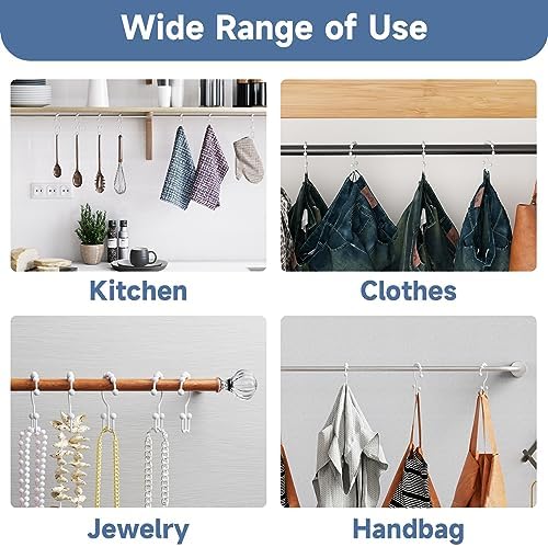 Titanker Shower Curtain Hooks Rings, Rust Resistant Metal Double Glide Shower Hooks for Bathroom Shower Rods Curtains, Set of 12 Hooks - White