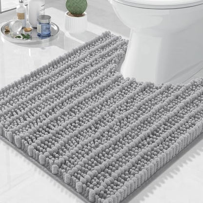 Arotive Toilet Rugs U-Shaped 24x24, Soft Absorbent Chenille Shaggy Bath Mat