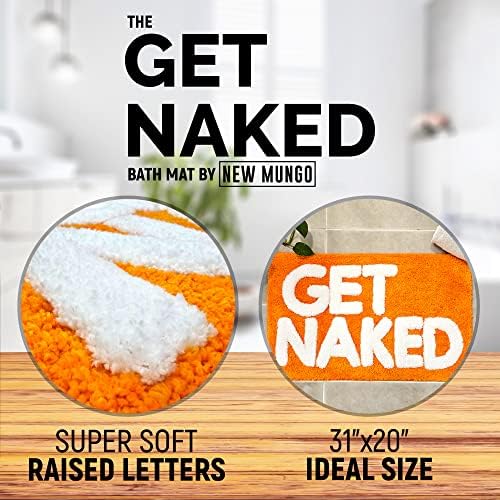 Get Naked Bath Mat Orange - Cute Bathroom Rugs Decor, Shower Mat, 31" x 20"