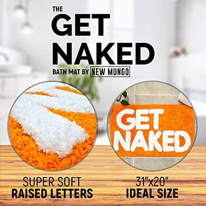 Get Naked Bath Mat Orange - Cute Bathroom Rugs Decor, Shower Mat, 31" x 20"
