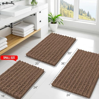 Smiry Bathroom Rugs 36X24, Extra Soft Rubber Backing Chenille Bath Mats