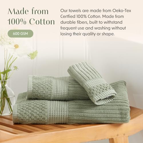 Springtree Home Oversized Bath Towel Set | 2-Pack | 100% Cotton | Green
