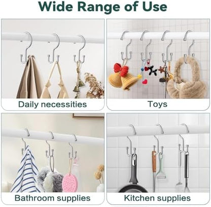 Goowin Shower Curtain Hooks, Shower Curtain Rings, Durable Rust Proof Shower Curtain Hangers, Shower Rings for Curtain, Double Glide Shower Hooks for Shower Curtain, Chrome, 24 Pack-Cylinders
