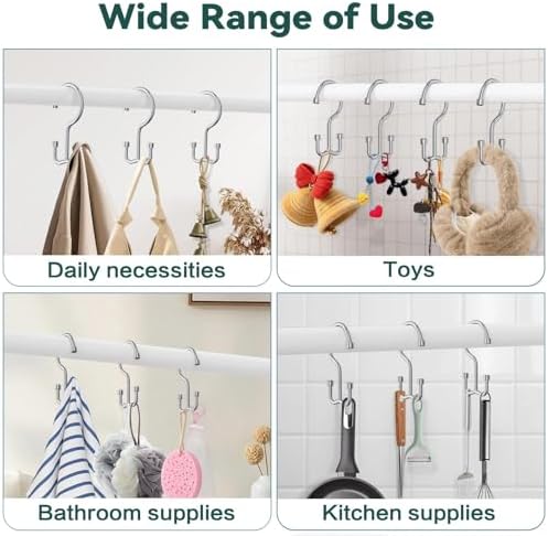 Goowin Shower Curtain Hooks, Shower Curtain Rings, Durable Rust Proof Shower Curtain Hangers, Shower Rings for Curtain, Double Glide Shower Hooks for Shower Curtain, Chrome, 12 Pack-Cylinders