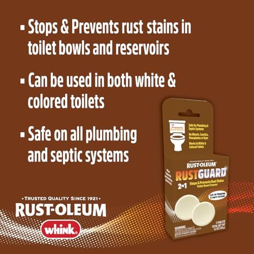 Rust-Oleum RustGuard Rust Stain Remover | Heavy-Duty Iron Stain Remover & Toilet Bowl Cleaner For White & Colored Toilets | 2 Tablet Box