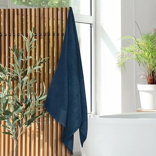 GLAMBURG Ultra Soft 4 Pack Oversized Bath Towel Set 27x54 inches, 100% Cotton Bath Towels, Highly Absorbant Compact Quickdry & Lightweight Towel, Ideal for Gym Travel Camp Pool - Mineral Blue