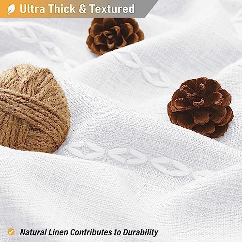 BTTN 72x78 Long Boho Farmhouse Linen Heavy Duty Cloth Shower Curtain, White