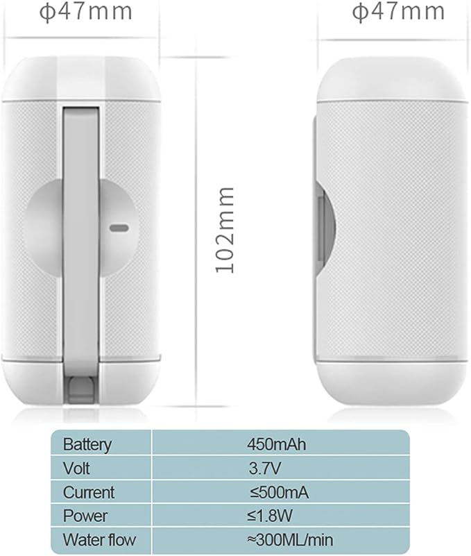 Portable Bidet for Travel, 500ml Travel Bidet, Bidet Sprayer with Peri Bottle for Women/Man, Handheld, Rechargeable Electric Bidet High Pressure, Douche Bottle for Postpartum, Hemorrhoid (White)