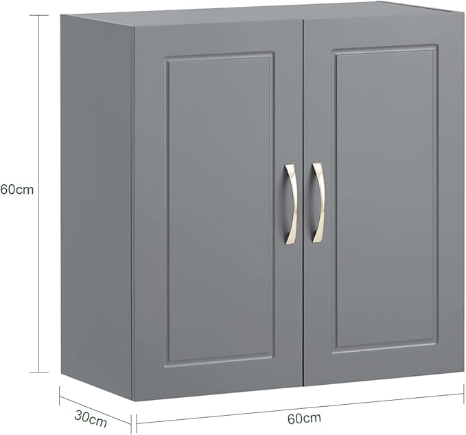 SoBuy Wall Cabinet Laundry Room, Medicine Cabinet for Bathroom Kitchen Garage,Floating Cabinet Hanging Storage with Adjustable Shelf, Grey FRG231-DG