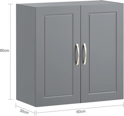 SoBuy Wall Cabinet Laundry Room, Medicine Cabinet for Bathroom Kitchen Garage,Floating Cabinet Hanging Storage with Adjustable Shelf, Grey FRG231-DG