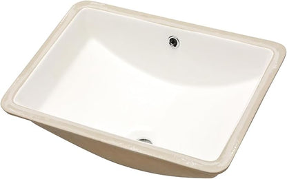 Undermount Bathroom Sink 18x14x8 Inch White Rectangle Ceramic Vessel Sink with Overflow Compact Undercounter Vanity Lavatory for Bathrooms