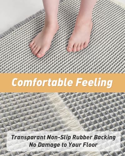 Upgraded Waffle Bath Mat Ultra Absorbent Non Slip Bathroom Mat, 18" x 30"