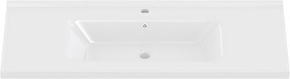 48" Bathroom Vanity with Sink, Freestanding Bathroom Cabinet | Ceramic Top & Backsplash, 7 Storage Drawers, X-Shaped Doors, Adjustable Shelving, Door Storage and Towel Bar, White