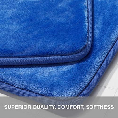 Memory Foam Bath Mat Non Slip Absorbent Super Cozy Velvet Bathroom Rug Carpet (22 inches X 36 inches, Royal Blue)