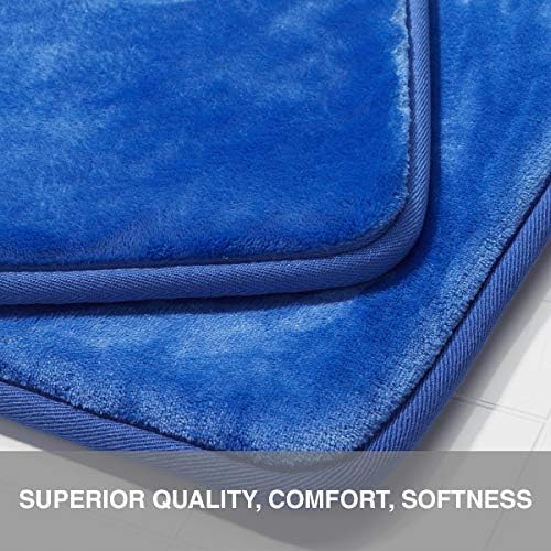 Memory Foam Bath Mat Non Slip Absorbent Super Cozy Velvet Bathroom Rug Carpet (20 inches X 32 inches, Royal Blue)