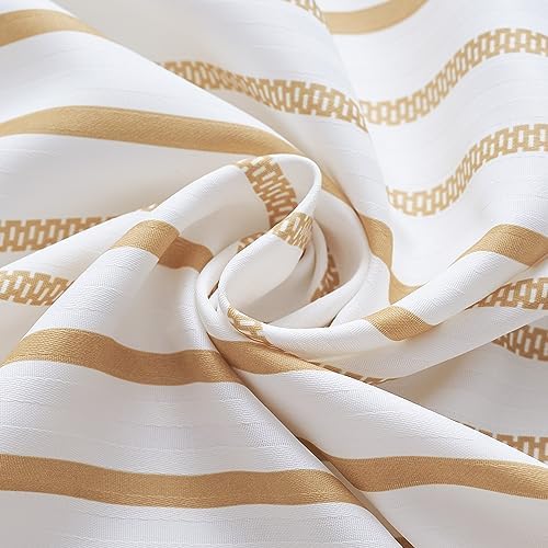 jinchan Taupe and White Shower Curtain for Bathroom Modern Farmhouse Striped Waterproof Fabric Shower Curtain Set with 12 Hooks Machine Washable 70x72 Inches