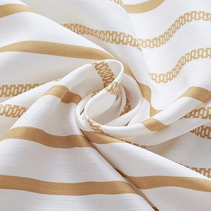 jinchan Taupe and White Shower Curtain for Bathroom Modern Farmhouse Striped Waterproof Fabric Shower Curtain Set with 12 Hooks Machine Washable 70x72 Inches
