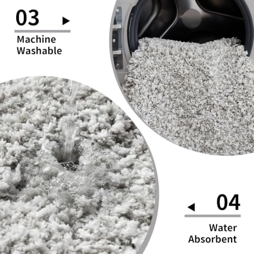 Disolla Bathroom Rug 24x36 - Non-Slip Plush Thick Bath Mat, Highly Absorbent & Ultra Soft Fluffy Floor Mat, Machine Washable for Shower and Tub, Grey & White