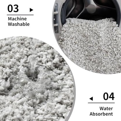 Disolla Bathroom Rug 24x36 - Non-Slip Plush Thick Bath Mat, Highly Absorbent & Ultra Soft Fluffy Floor Mat, Machine Washable for Shower and Tub, Grey & White