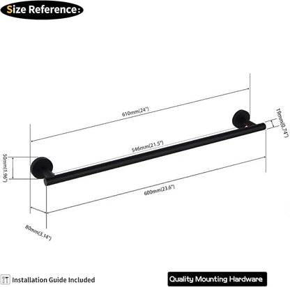 GERZWY Bathroom Towel Bar 24" Stainless Steel Towel Bar Matte Black Contemporary Style Wall Mount for Bath Kitchen AG1101C60-BK