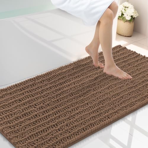 Smiry Bathroom Rugs 47X24, Extra Soft Rubber Backing Chenille Bath Mats