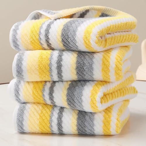 VOOVA & MOVAS Yellow Hand Towels 4 Pack, 100% Cotton, 16x27 in