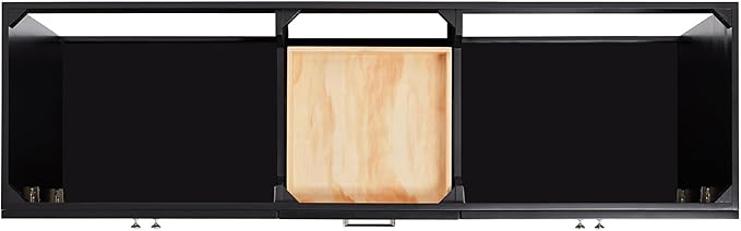 DKB Bradford 72 Inch Bathroom Vanity Double Sink — Black Bathroom Vanity with Sink, 1.5" Edge Pure White Quartz Countertop & Backsplash, 4 Soft-Close Doors, and 3 Dovetail Drawers